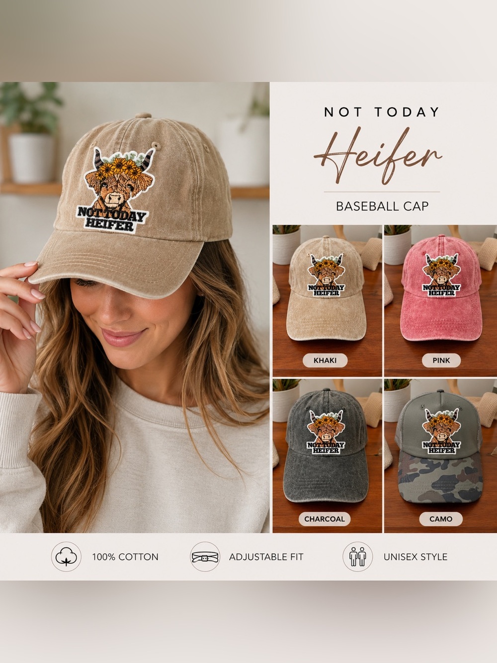 Not Today Heifer adjustable hat